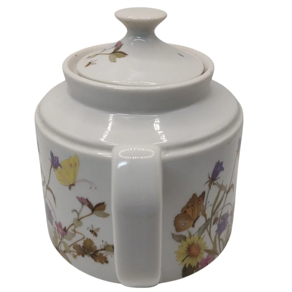 Nature Garden‎ Society Teapot Fine China by Enesco Flowers Butterflies Four Cups